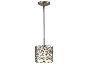 5024005239413 - Elstead - Kichler kl-silver-coral-mp Hängeleuchte Silver Coral 1xE27 60W Metall klassisches Zinn Leinen Glas geätzt H286-127cm Ø184cm dimmbar