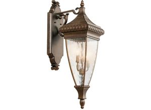 5024005241119 - Elstead - Kichler KL-VENETIAN2-L Wandleuchte Venetian Rain 3xE14 60W Metall Bronze gebürstet Regenglas H787cm B235cm IP44 dimmbar