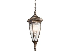 5024005241218 - Kichler KL-VENETIAN8-M Hängeleuchte Venetian Rain 2xE14 60W IP23 Metall Bronze gebürstet Regenglas H70-190cm Ø184cm dimmbar höhenverstellbar