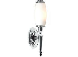 5024005258216 - Lighting BATH-DRYDEN5-PC Wandleuchte Eliot 1x3W led G9 Messing Chrom poliert Opalglas H40cm B10cm IP44 3000K dimmbar - Elstead