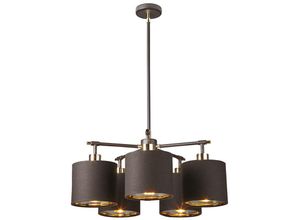 5024005273011 - Lighting BALANCE5-BRPB Kronleuchter Balance 5xE27 Nickel poliert Acryl braun H25cm L28cm Ø535cm dimmbar höhenverstellbar - Elstead