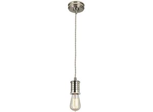 5024005274018 - Lighting douille-p-pn Hängeleuchte Douille 1xE27 60W Messing Nickel poliert H324cm-1224cm Ø10cm dimmbar höhenverstellbar - Elstead