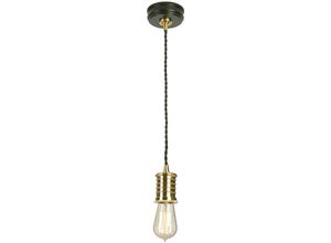 5024005274117 - Lighting douille-p-bpb Hängeleuchte Douille 1xE27 60W schwarz   Messing poliert H324cm-1224cm Ø10cm dimmbar höhenverstellbar - Elstead