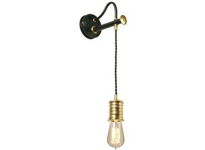 5024005274414 - Lighting DOUILLE1-BPB Wandleuchte Douille 1xE27 60W schwarz   Messing poliert H1224cm B10cm dimmbar - Elstead