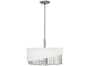 5024005288718 - Elstead - Hinkley HK-GIGI-3P Hängeleuchte Gigi 3xE14 60W Nickel poliert Organza weiss Kristall klar H624-1227cm Ø533cm dimmbar höhenverstellbar