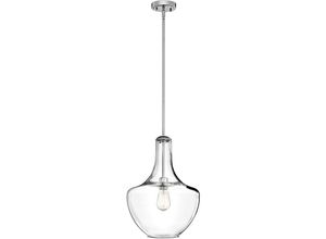 5024005296515 - Kl-everly-p-m-ch Hängeleuchte Everly 1xE27 60W Stahl Chrom Glas H73-1499cm Ø35cm dimmbar höhenverstellbar - Kichler