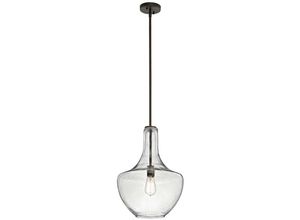 5024005296614 - Kl-everly-p-m-oz Hängeleuchte Everly 1xE27 60W Stahl Altbronze Glas H73-1499cm Ø35cm dimmbar höhenverstellbar - Kichler