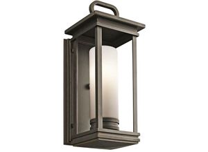 5024005300113 - Elstead - Kichler kl-south-hope-m Wandleuchte South Hope 1xE27 60W Aluminium Bronze gerieben Glas Satin geätzt H451cm B178cm IP44