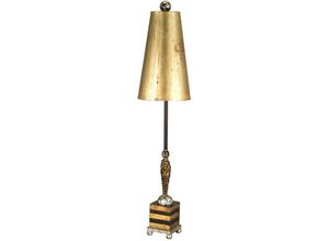 5024005318613 - Elstead - Flambeau fb-noma-luxe-tl Tischleuchte noma luxe 1xE27 60W Stahl gold schwarz Pergament Blattgold glasiert H102cm Ø18cm