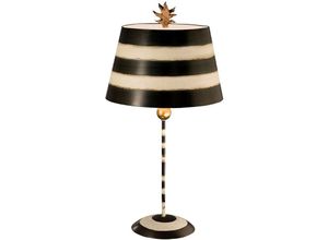 5024005319412 - Flambeau fb-southbeach-tl Tischleuchte south beach 1xE27 60W Stahl Schwarz Kitt & Blattgold Pergament Schwarz Creme gestreift H769cm Ø38cm