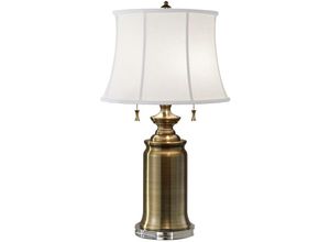 5024005331407 - Elstead - Feiss fe-stateroom-tl-bb Tischleuchte stateroom 2xE27 60W Stahl Bali Messing Leinen weiß H686cm Ø406cm