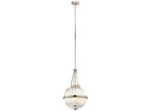 5024005337010 - Elstead - Kichler kl-aster-p-pn Hängeleuchte Aster 3xE14 60W Stahl Nickel poliert geripptes Glas H789-1703cm Ø384cm dimmbar höhenverstellbar