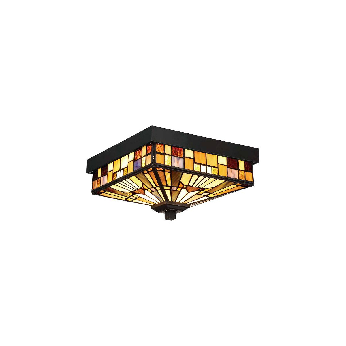 5024005343912 - Quoizel QZ-INGLENOOK-F Deckenleuchte Inglenook 2xE27 60W IP44 Metall Valiant Bronze Tiffany Glas H154cm B261cm L261cm dimmbar