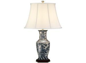 5024005365914 - Elstead - Blaue sechseckige Tischlampe aus chinesischem Porzellan mit floralem Muster