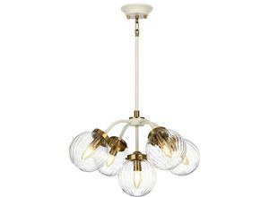 5024005376514 - Elstead - Lighting DL-COSMOS5 Hängeleuchte Cosmos E14 5x8W led Stahl creme lackiert gealtertes Messing gewelltes Glas klar H468cm-1469cm Ø567