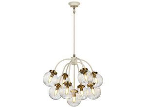 5024005376613 - Elstead Lighting DL-COSMOS9 Hängeleuchte Cosmos 9x8W LED E14 Stahl creme lackiert gealtertes Messing gewelltes Glas klar H662cm-1664cm Ø672cm