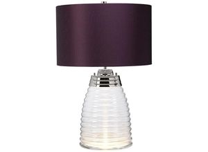 5024005381518 - Elstead Lighting QN-MILNE-TL-AUB QUINTIESSE Tischleuchte Milne 1x40W E27 + 1x7W LED GU10 3000K Nickel poliert Satin strukturiert Aubergine H643cm