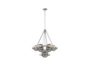 5024005388111 - QN-HARPER7 quintiesse Kronleuchter Harper E14 7x40W Stahl Nickel poliert Rauchglas plattiert H908cm Ø813cm dimmbar höhenverstellbar - Elstead