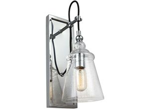 5024005389118 - Lighting QN-LORAS1 quintiesse Wandleuchte Loras E27 1x40W Stahl Chrom Blasenglas klar H441cm B146cm dimmbar - Elstead