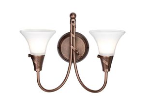 5024005396208 - Lighting 2-COPPER Wandleuchte Emily 2xE14 60W Baustahl Kupfer Patina Glas H295cm B365cm dimmbar - Elstead