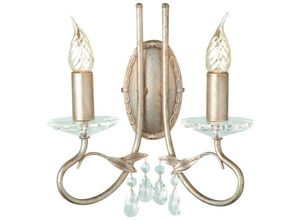 5024005477303 - Lighting CRT2-SILVER-GOLD Wandleuchte Christina 2xE14 60W Stahl Silber Gold Kristallglas H295cm B26cm dimmbar - Elstead