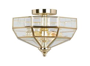 5024005484004 - Lighting old-park-pb Deckenleuchte Old Park 2xE27 60W Messing poliert Glas H23cm Ø32cm dimmbar - Elstead