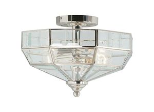 5024005484202 - Lighting old-park-pn Deckenleuchte Old Park 2xE27 60W Messing Nickel poliert Glas H23cm Ø32cm dimmbar - Elstead