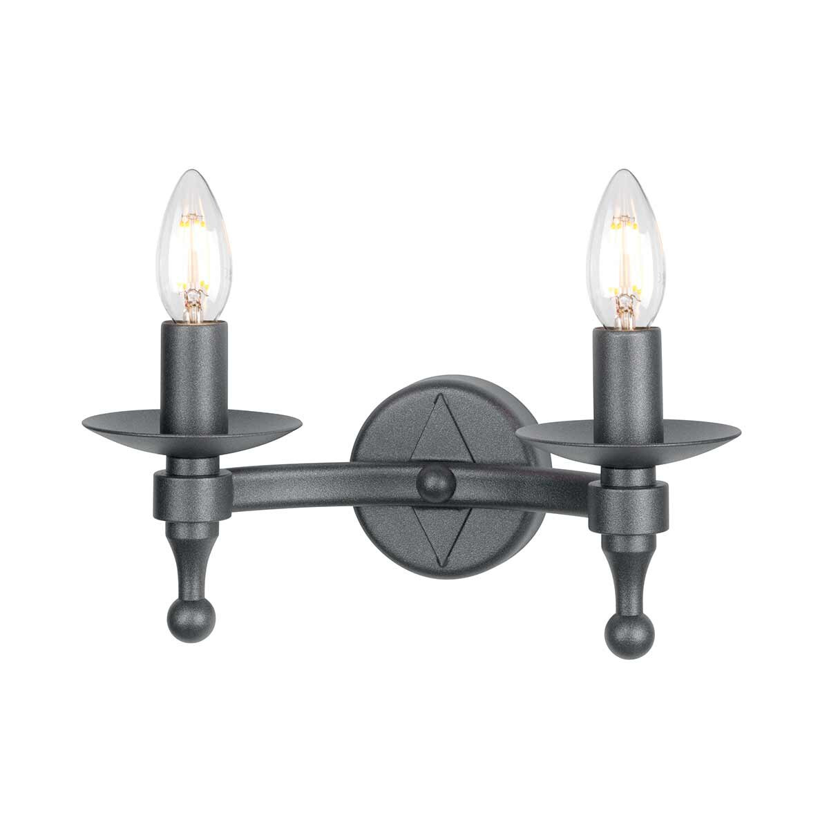 5024005493808 - Lighting WR2-GRAPHITE Wandleuchte Warwick 2xE14 60W Schmiedeeisen graphitschwarz H15cm B305cm dimmbar - Elstead