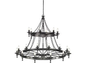 5024005524601 - Warwick - 18 Light 2 Tier Anhänger Kronleuchter - Graphitschwarz - Elstead