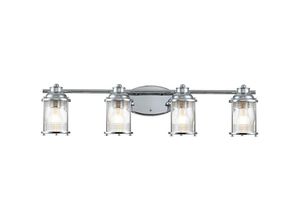 5024005577614 - Elstead Lighting QN-ASHLANDBAY4-PC-BATH QUINTIESSE Wandleuchte Ashland Bay E27 4x40W IP44 Chrom poliert geripptes Glas klar H206cm B858cm dimmbar