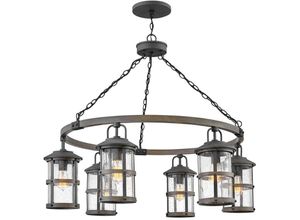 5024005586111 - Elstead Lighting - QN-LAKEHOUSE6-P-DZ quintiesse Kronleuchter Lakehouse E27 6x40W IP44 Altzink Treibholzgrau Blasenglas klar H927-2487cm Ø949cm