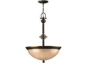 5024005586401 - Hk-mayflower-p-c Hängeleuchte Mayflower 3xE27 60W Weichstahl Altbronze Amberglas geätzt H80-3848cm Ø533cm dimmbar höhenverstellbar - Hinkley