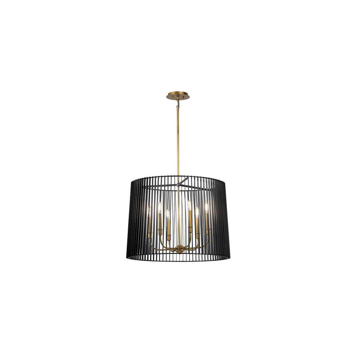 5024005586715 - Lighting QN-LINARA-6P-BK quintiesse Kronleuchter Linara E14 6x40W Stahl Messing schwarz H504cm Ø66cm dimmbar höhenverstellbar - Elstead