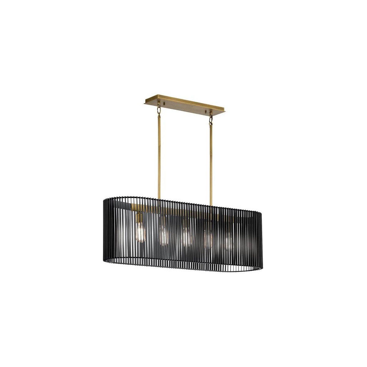 5024005586814 - Lighting qn-linara-isle-bk quintiesse Kronleuchter Linara E27 5x40W Stahl Messing schwarz L305cm H318cm B1016cm dimmbar höhenverstellbar