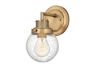 5024005588115 - Lighting QN-POPPY1-HB-BATH quintiesse Wandleuchte Poppy E27 1x40W IP44 Stahl Messing Blasenglas klar H237cm B13cm dimmbar - Elstead