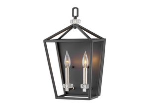 5024005590316 - Lighting QN-STINSON2-BK quintiesse Wandleuchte Stinson E14 2x40W Stahl & Kristall schwarz Nickel poliert H431cm B254cm dimmbar - Elstead