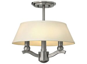 5024005590705 - Cylindrical 3 Arm Semi-Flush   Pendant Ceiling Light with Shade 3x E14 Brushed Nickel Zylindrische 3-armige Halbbündig- Pendel-Deckenleuchte mit