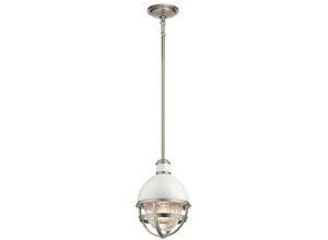 5024005591511 - Elstead - Lighting qn-tollis-mp-bn quintiesse Hängeleuchte Tollis E27 1x40W Stahl Nickel gebürstet und Weiß geripptes Glas klar H445cm-1359cm