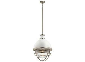 5024005591719 - Elstead - Lighting qn-tollis-p-bn quintiesse Hängeleuchte Tollis E27 1x40W Stahl Nickel gebürstet und Weiß geripptes Glas klar H751cm-1665cm