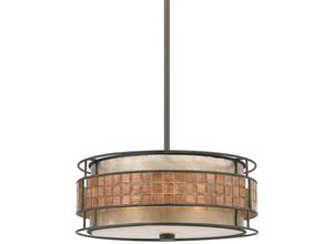 5024005596707 - Elstead - Quoizel qz-laguna-p Hängeleuchte Laguna 4xE27 60W Metall Glas Mosaikfliesen taupe Kupfer H29-119cm Ø559 höhenverstellbar