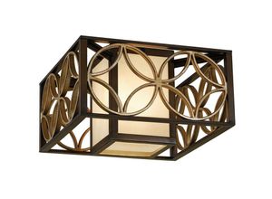 5024005609001 - Elstead - Feiss fe-remy-f Deckenleuchte Remy 2xE27 60W Stahl Heritage Bronze Gold-Parissiene Glas creme H238cm B368cm L368cm dimmbar