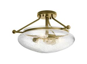 5024005665113 - Lighting qn-belle-sf-bnb quintiesse Deckenleuchte Belle E14 3x40W Stahl Messing gebürstet Blasenglas klar H266cm Ø431cm dimmbar - Elstead