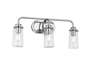 5024005666318 - Lighting QN-BRAELYN3-PC quintiesse Wandleuchte Braelyn E27 40W IP44 Stahl Chrom poliert  Blasenglas klar L183cm H257cm B603cm dimmbar - Elstead