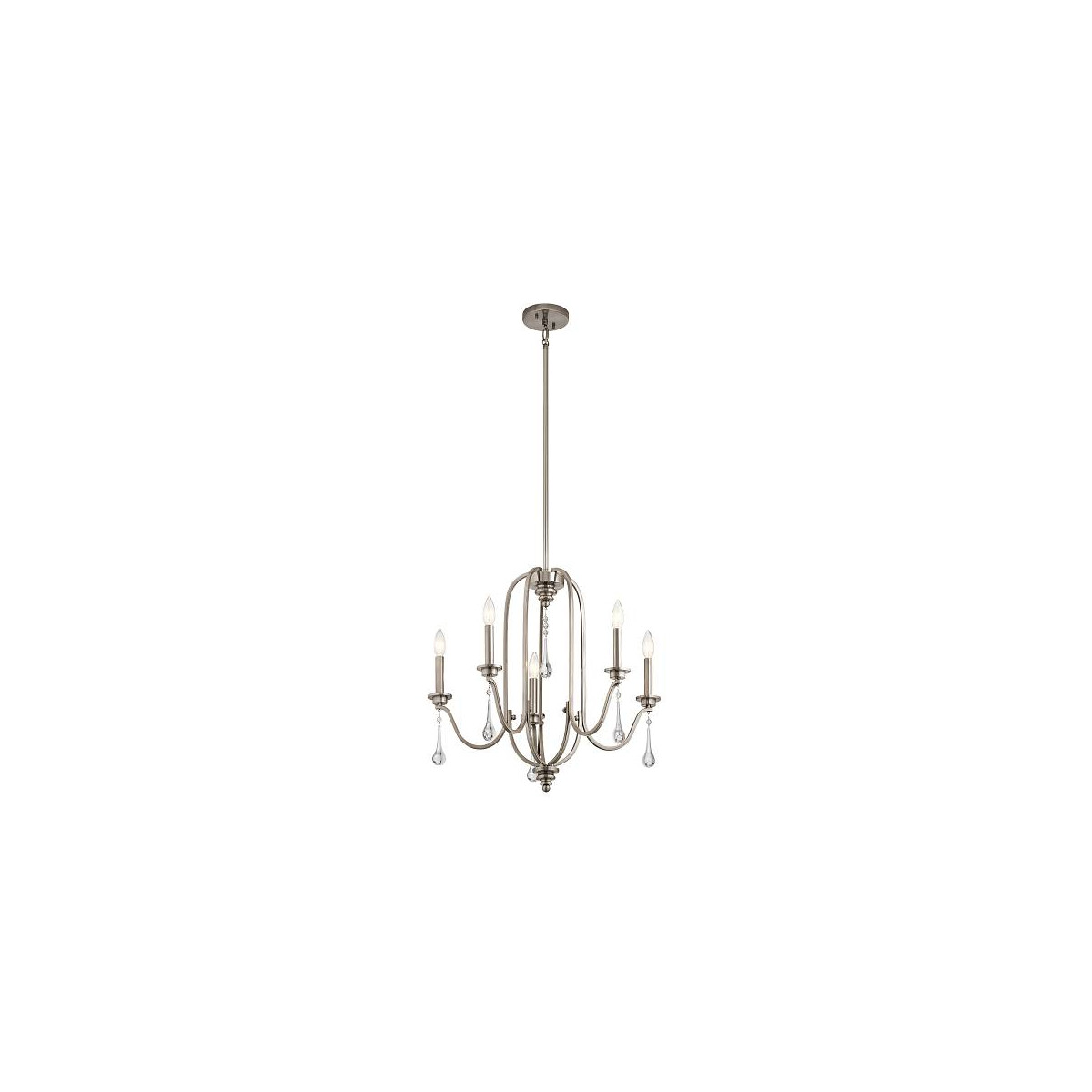 5024005670810 - Lighting QN-KARLEE5 quintiesse Kronleuchter Karlee E14 5x40W Stahl Zinn H565cm Ø61cm dimmbar höhenverstellbar - Elstead