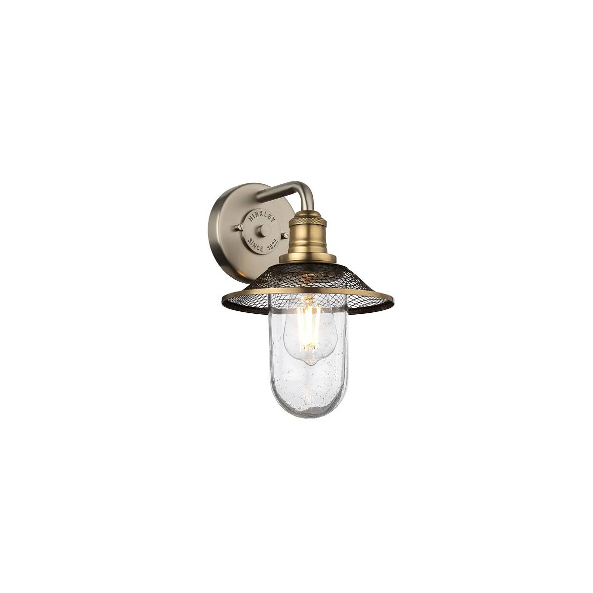 5024005673415 - Lighting QN-RIGBY1-BATH-AN quintiesse Wandleuchte Rigby E27 40W IP44 Stahl Nickel antik & Messing  Blasenglas klar L22cm H30cm B203cm dimmbar