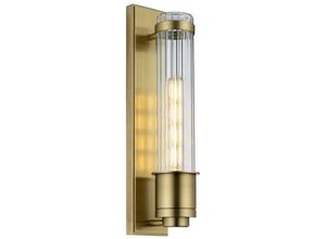 5024005675914 - Elstead - Lighting QN-WELLINGTON1-AB quintiesse Wandleuchte Wellington E27 1x40W IP44 3000K Altmessing geripptes Glas klar H40cm B81cm dimmbar