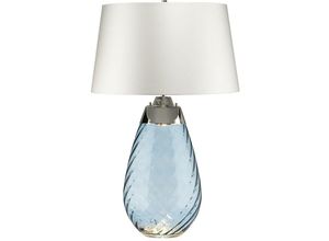 5024005679714 - Elstead - Lena 2 Light Large Blue Tischlampe mit cremefarbenem Schirm blau getöntem Glas cremefarbenem Schirm E27