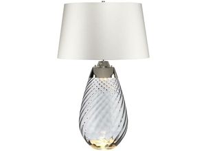 5024005680116 - Elstead - Lena 2 Light Große Rauchtischlampe mit cremefarbenem Schirm rauchgetöntem Glas cremefarbenem Schirm E27