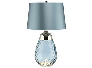 5024005680215 - Lena 2 Light Small Blue Tischlampe blau getöntes Glas Duck Egg Blue Shade E27 - Elstead