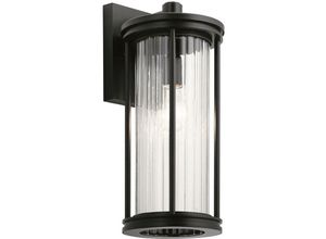 5024005710615 - KL-BARRAS2-M-BK Wandleuchte Barras E27 40W IP44 Aluminium schwarz Stahl klares Glas B179cm Ø179cm dimmbar - Kichler